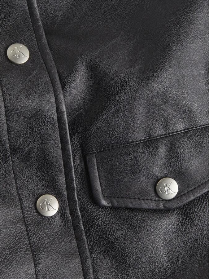 Calvin Klein Zwarte Synthetisch Leren Jas voor Dames Black Dames