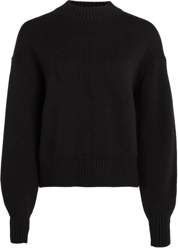 Calvin Klein Jeans Zwarte Gebreide Trui Lange Mouwen Ronde Hals Black Dames - Foto 4