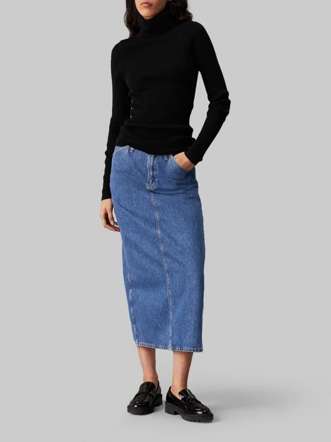 CALVIN KLEIN Dames Truien & Vesten Woven Label Roll Neck Sweater Zwart - Foto 2