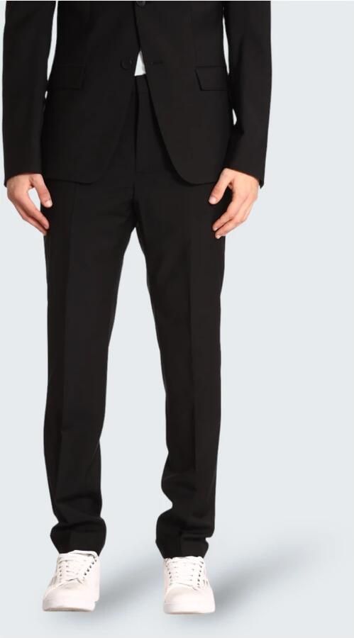 Calvin Klein Zwarte Wolmix Slim Fit Broek Black Heren