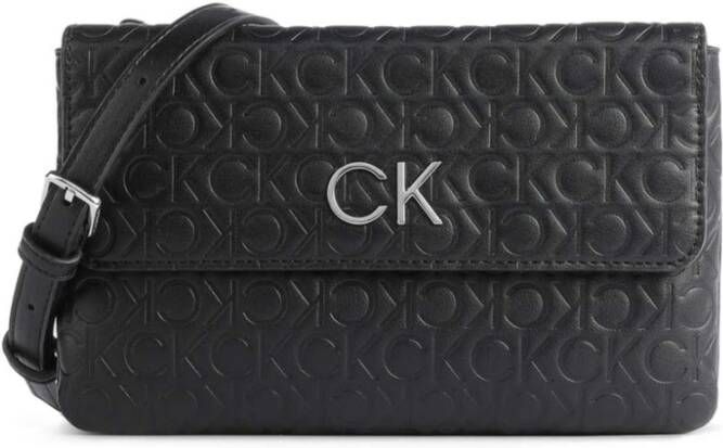 Calvin Klein Zwarte Polyester Handtas met Verstelbare Schouderband Zwart Dames