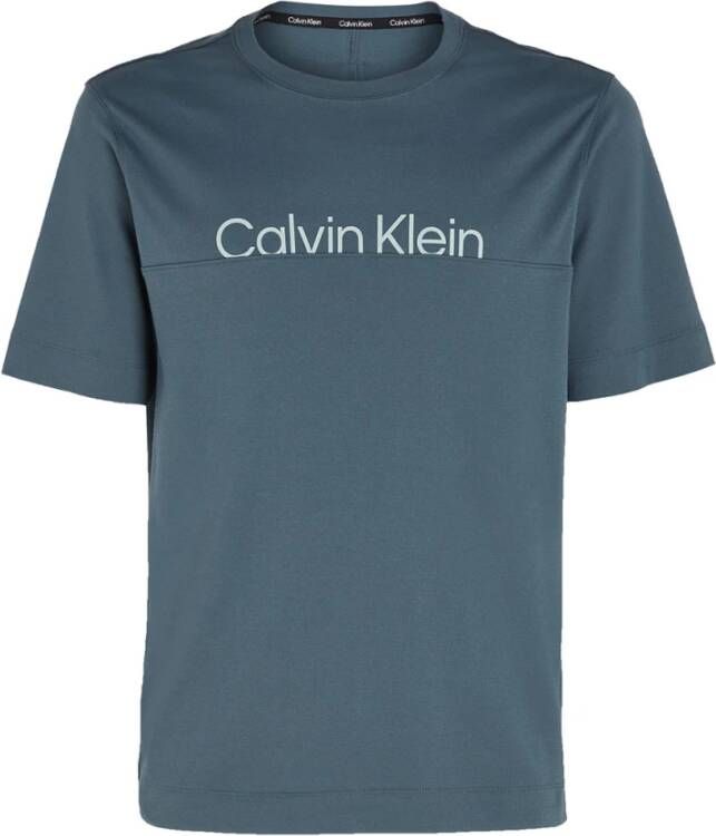 Calvin Klein Comfortabel T-shirt van Katoen en Polyester met Opvallend Logo Blauw Heren