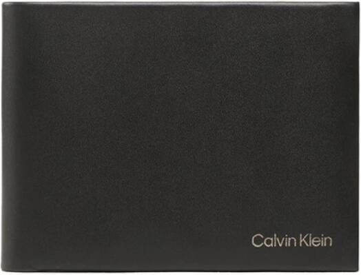 Calvin Klein Compacte Leren Portemonnee voor Heren Zwart Heren