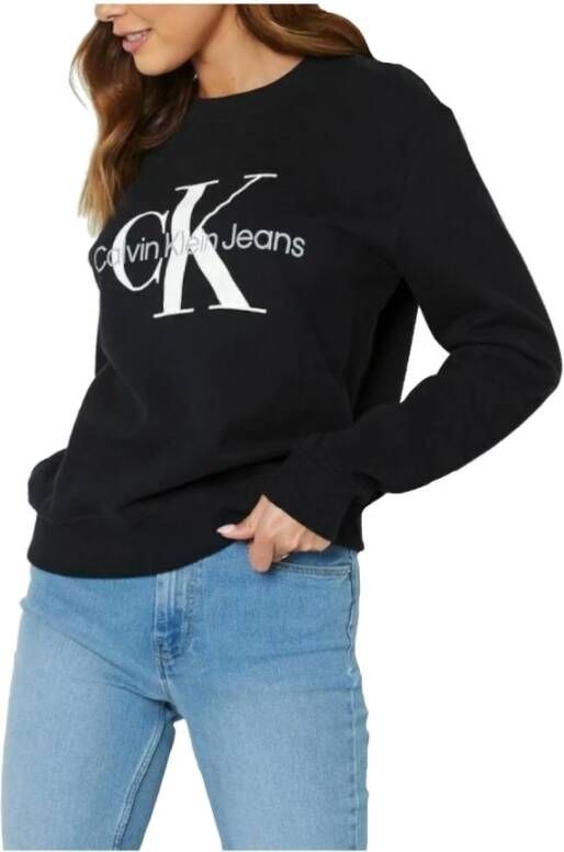 Calvin Klein Bedrukte Logo Sweatshirt Black Dames