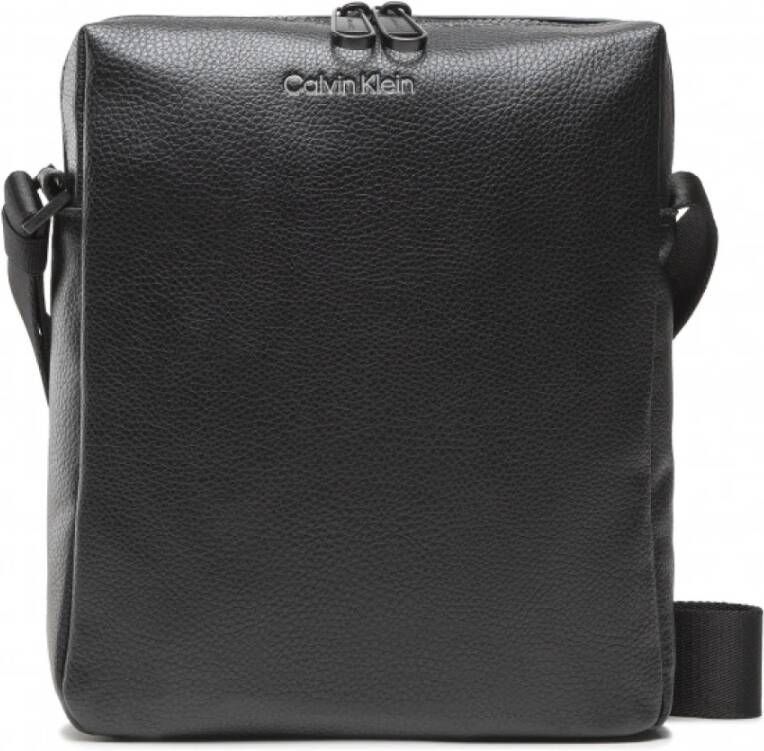 Calvin Klein Zwarte Heren Schoudertas Rits Sluiting Black Heren