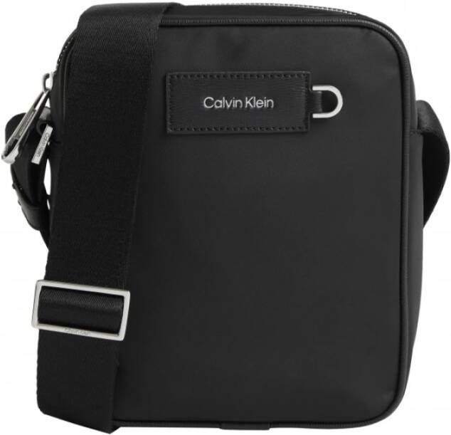 Calvin Klein Zwarte Polyester Schoudertas met Verstelbare Band Zwart Heren
