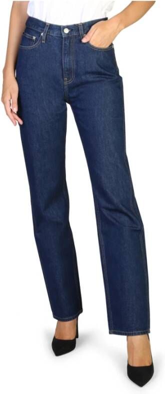 Calvin Klein Dames Jeans met Ritssluiting in Effen Kleur Blue Dames