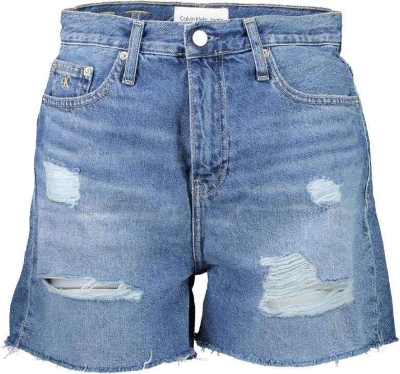 Calvin Klein Jeans Blauwe Versleten Denim Shorts Blue Dames - Foto 2