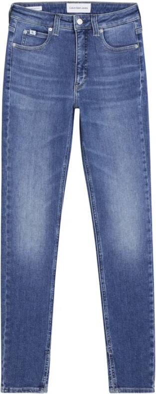 Calvin Klein Skinny fit jeans HIGH RISE SUPER SKINNY ANKLE met jeans leren badge op de achterkant van de tailleband