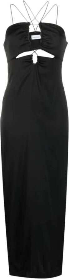 Calvin Klein Zwarte Slip Jurk met Uitgesneden Details Black Dames