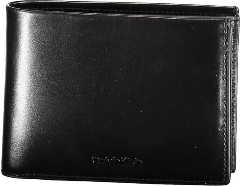Calvin Klein Dubbel Compartiment Portemonnee met Muntvak en Rfid Blokker Zwart Heren