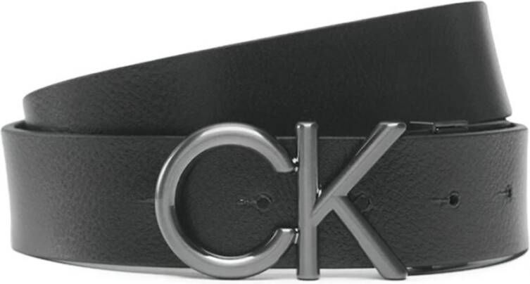 Calvin Klein Zwarte leren riem met gladde afwerking Black Heren
