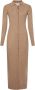 Calvin Klein Lyocell en Wol Ribgebreide Jurk Beige Dames - Thumbnail 1