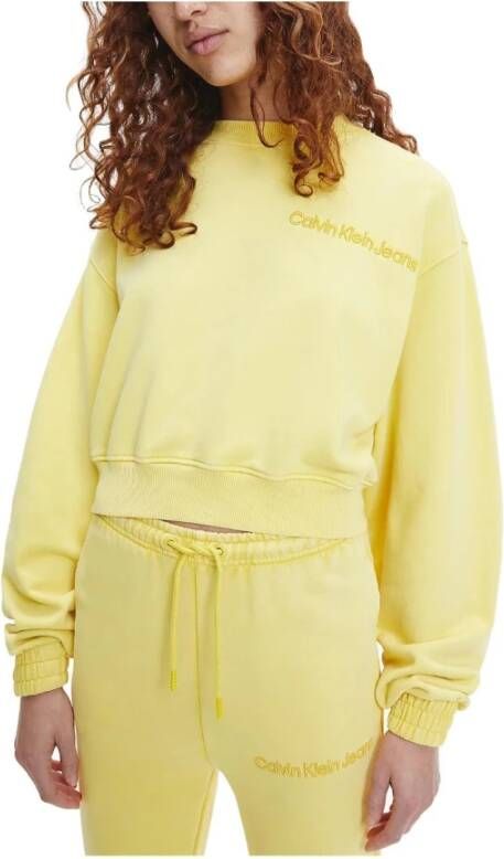 Calvin Klein Oversized Pluche Katoenen Sweatshirt Yellow Dames
