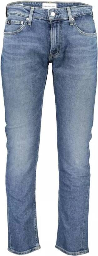 Calvin Klein Gewassen Blauwe Katoenen Jeans met Logodetail Blauw Heren