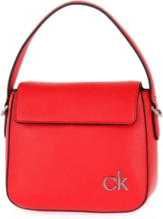Calvin Klein Elegante Leren Handtas voor Vrouwen Red Dames