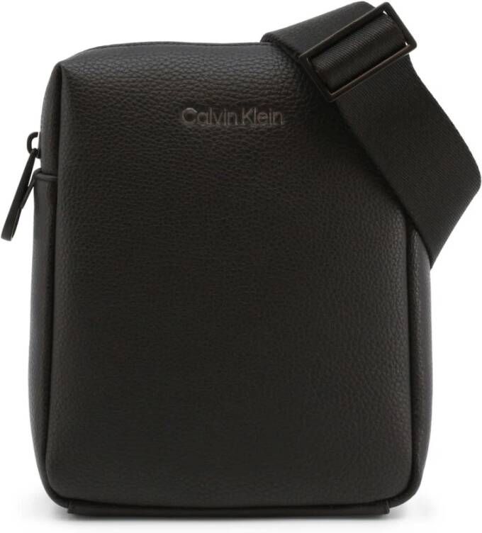 Calvin Klein Heren Crossbody Tas Polyester Verstelbare Schouderband Zwart Heren