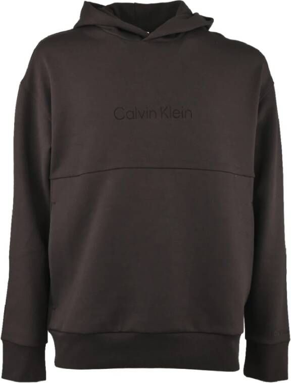 Calvin Klein Zwarte Heren Hoodie an Katoen met Centraal Logo Black Heren