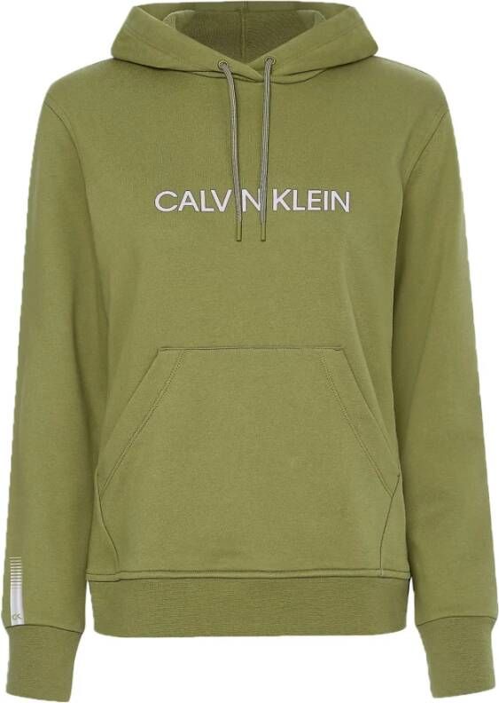 Calvin Klein Performance Hoodie Groen Reflecterend Logo Green Dames