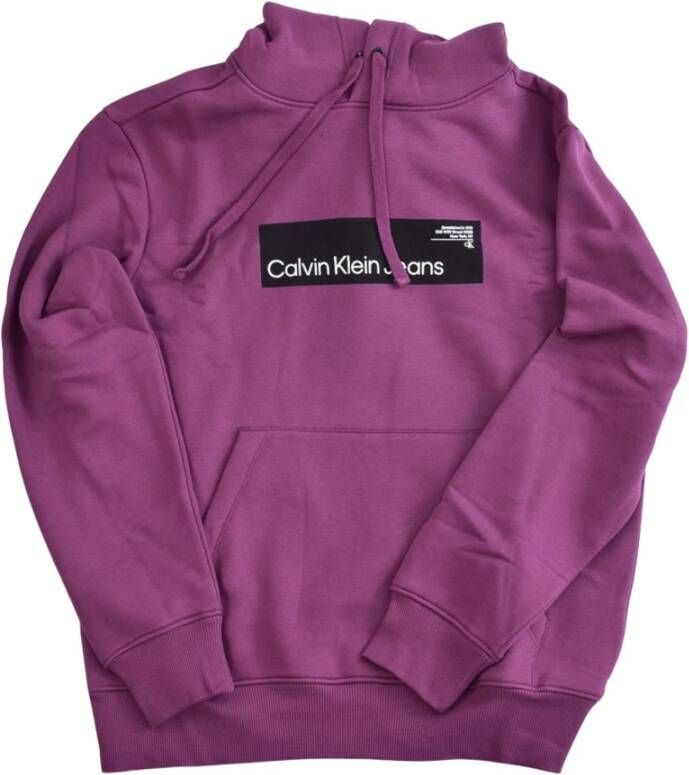 Calvin Klein Gedrukte Logo Hoodie Stijlvolle Dames Sweatshirt Purple Dames