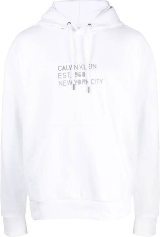 Calvin Klein Witte Katoenen Hoodie Stijlvol en Comfortabel White Heren