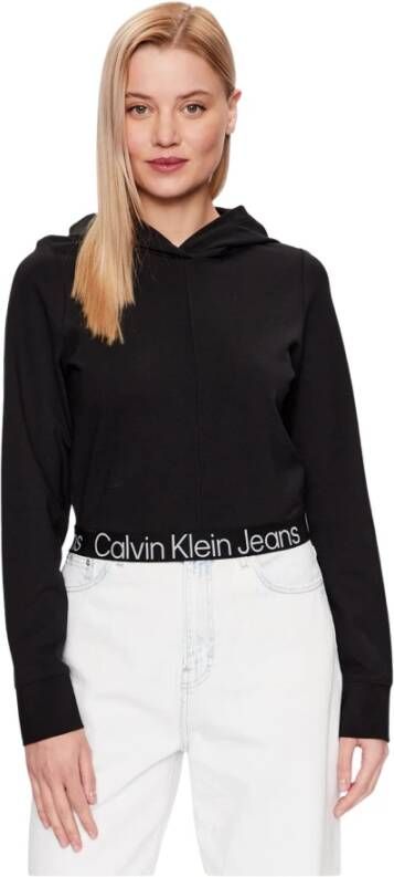 Calvin Klein Zwarte Milano Hoodie met Logo Print Black Dames