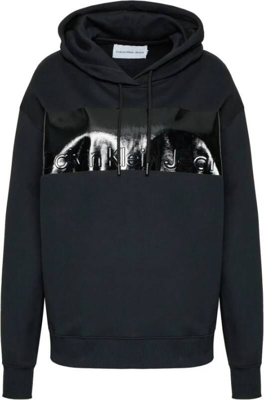 Calvin Klein Oversize hoodie Zwart bedrukt logo Black Dames