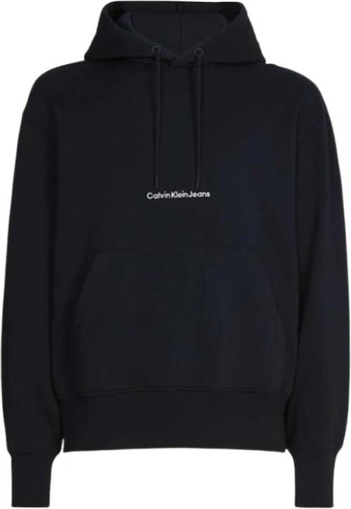 Calvin Klein Heren Hoodie van Fleece met Borduursel Zwart Heren