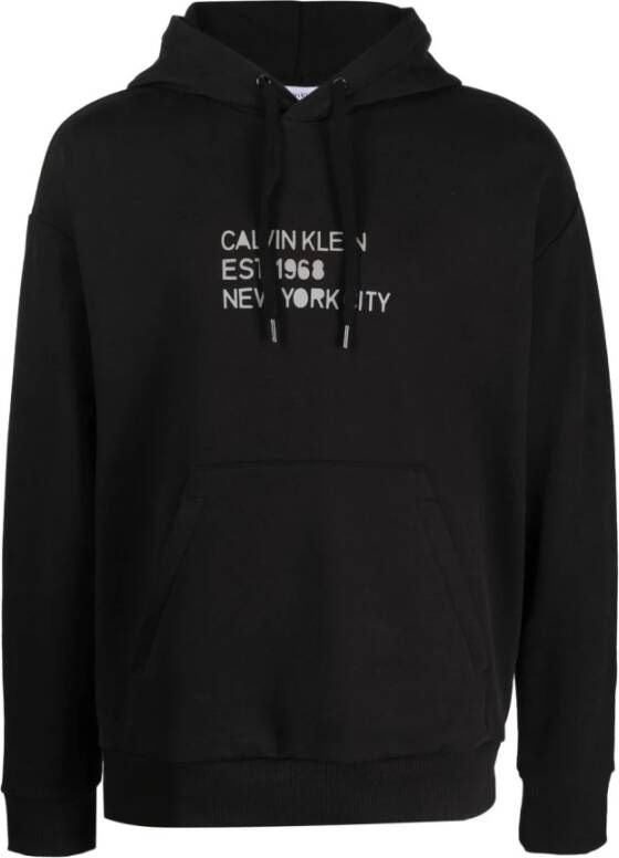 Calvin Klein Zwarte Katoenen Hoodie Stijlvol en Comfortabel Black Heren