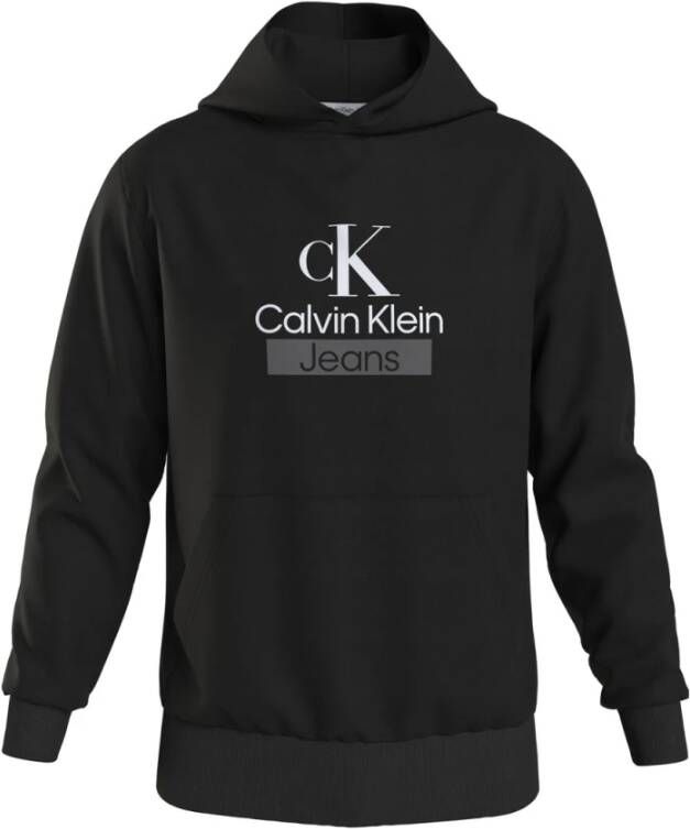 Calvin Klein Zwarte Stacked Archival Hoodie Black Heren