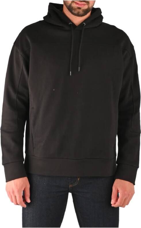 Calvin Klein Katoenmix Sweatshirt met Vaste Capuchon in Effen Kleur Black Heren