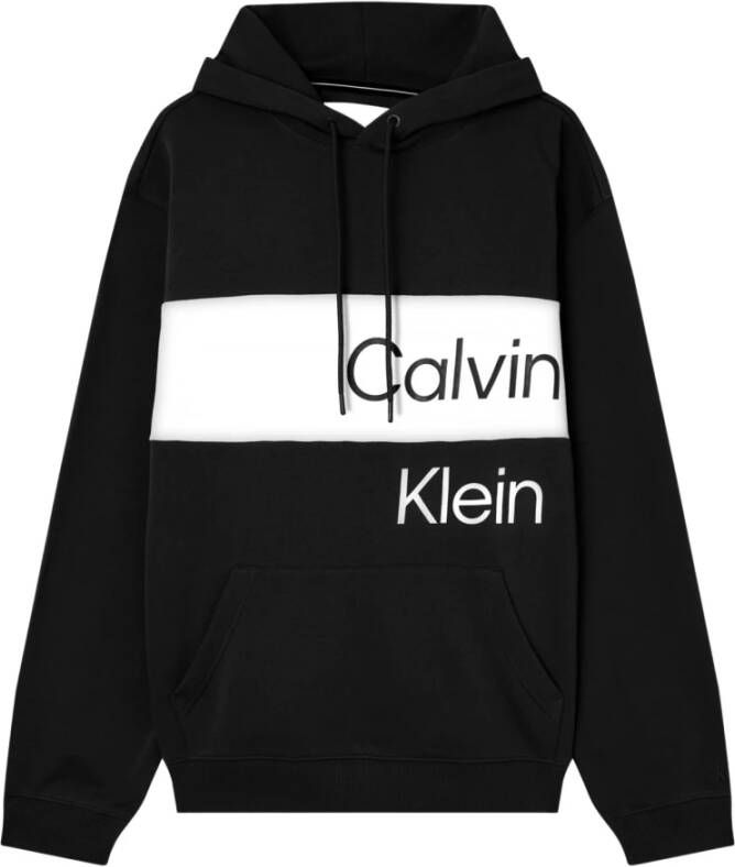 Calvin Klein Grote Logo Hoodie Blijf warm en stijlvol Black Heren