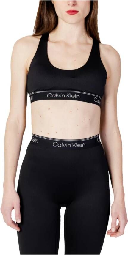 Calvin Klein Zwarte Effen Top met Bandjes voor Dames Zwart Dames