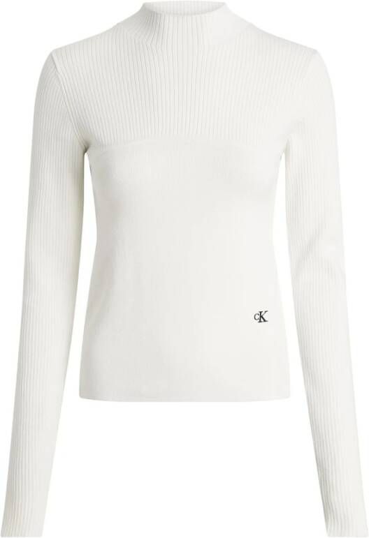 Calvin Klein Jeans Biologisch katoenen gebreide trui met geribbelde textuur White Dames