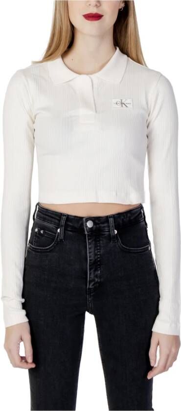Calvin Klein Jeans Shirt met lange mouwen en polokraag model 'BADGE'