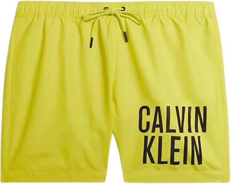 Calvin Klein Jeans Gele Bedrukte Zwembroek met Veters Yellow Heren