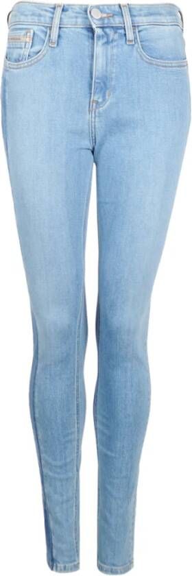 Calvin Klein Hoge taille skinny jeans met gestreept detail Blue Dames