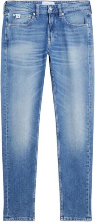 Calvin Klein Washed-out Slim Fit Jeans met Logo Detail Blauw Heren