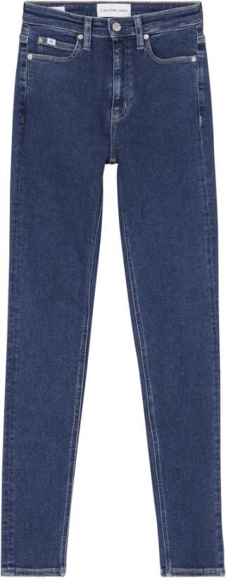 Calvin Klein 5-pocketsjeans High rise skinny met leren badge boven de achterzak