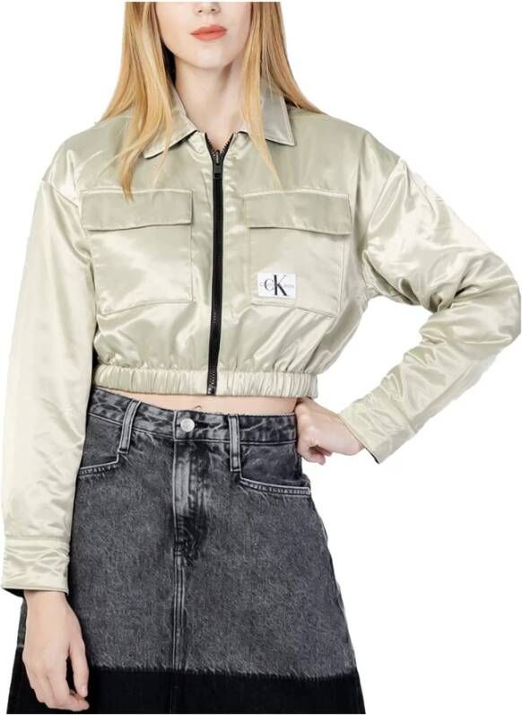 Calvin Klein Omkeerbare damesjas met rits en dubbele voorzak Beige Dames