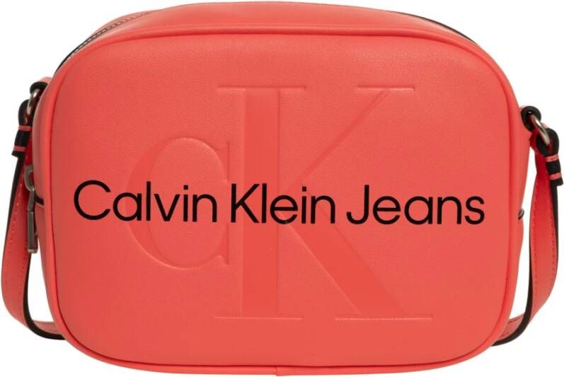 Calvin Klein Koraalrode Camera Tas 18 Sculpted Monogram Red Dames