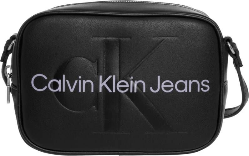 Calvin Klein Jeans Zwarte Mono Cross Body Camera Tas Black Dames