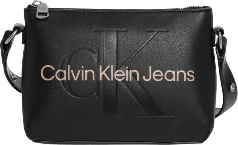 Calvin Klein Jeans Stijlvolle Big Logo Schoudertas Black Dames