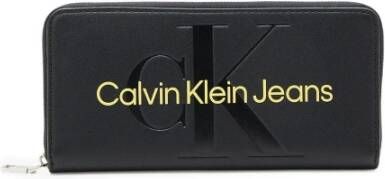 Calvin Klein Jeans Dames Gele Print Portemonnee met Rits Yellow Dames
