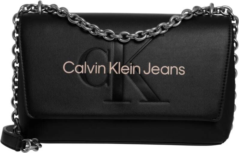 Calvin Klein Jeans Eenvoudige Crossbody Tas met Kliksluiting Black Dames
