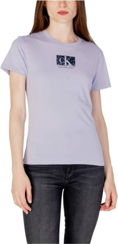 Calvin Klein Jeans Paarse T-shirt voor dames korte mouwen herfst winter Purple Dames