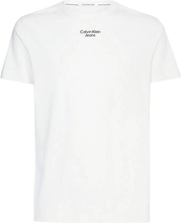 Calvin Klein Jeans Gestapeld logo tee J30J320595Ybi White Heren