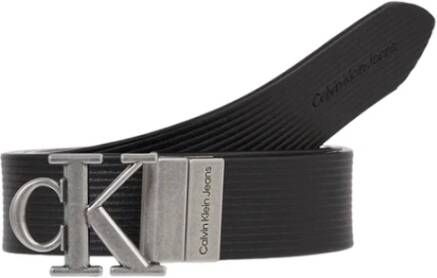 Calvin Klein Jeans Gestructureerde Leren Riem Herfst Winter Collectie Zwart Dames