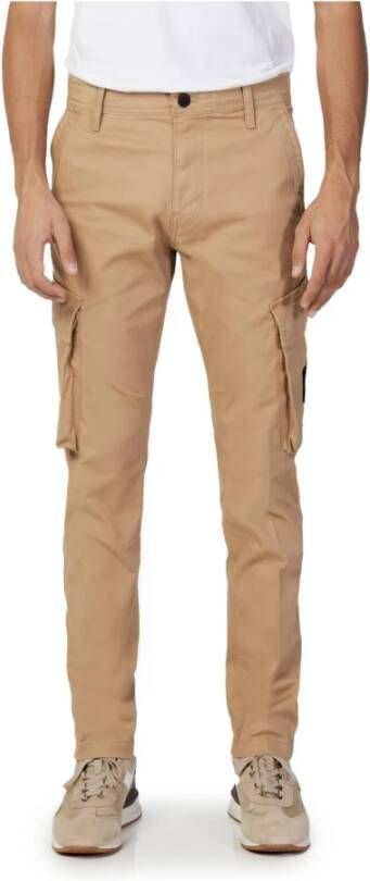 Calvin Klein Jeans Heren Beige Broek Rits Knoopsluiting Beige Heren