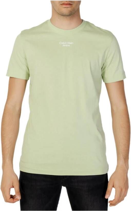 Calvin Klein Jeans Groene Print T-shirt voor Mannen Green Heren
